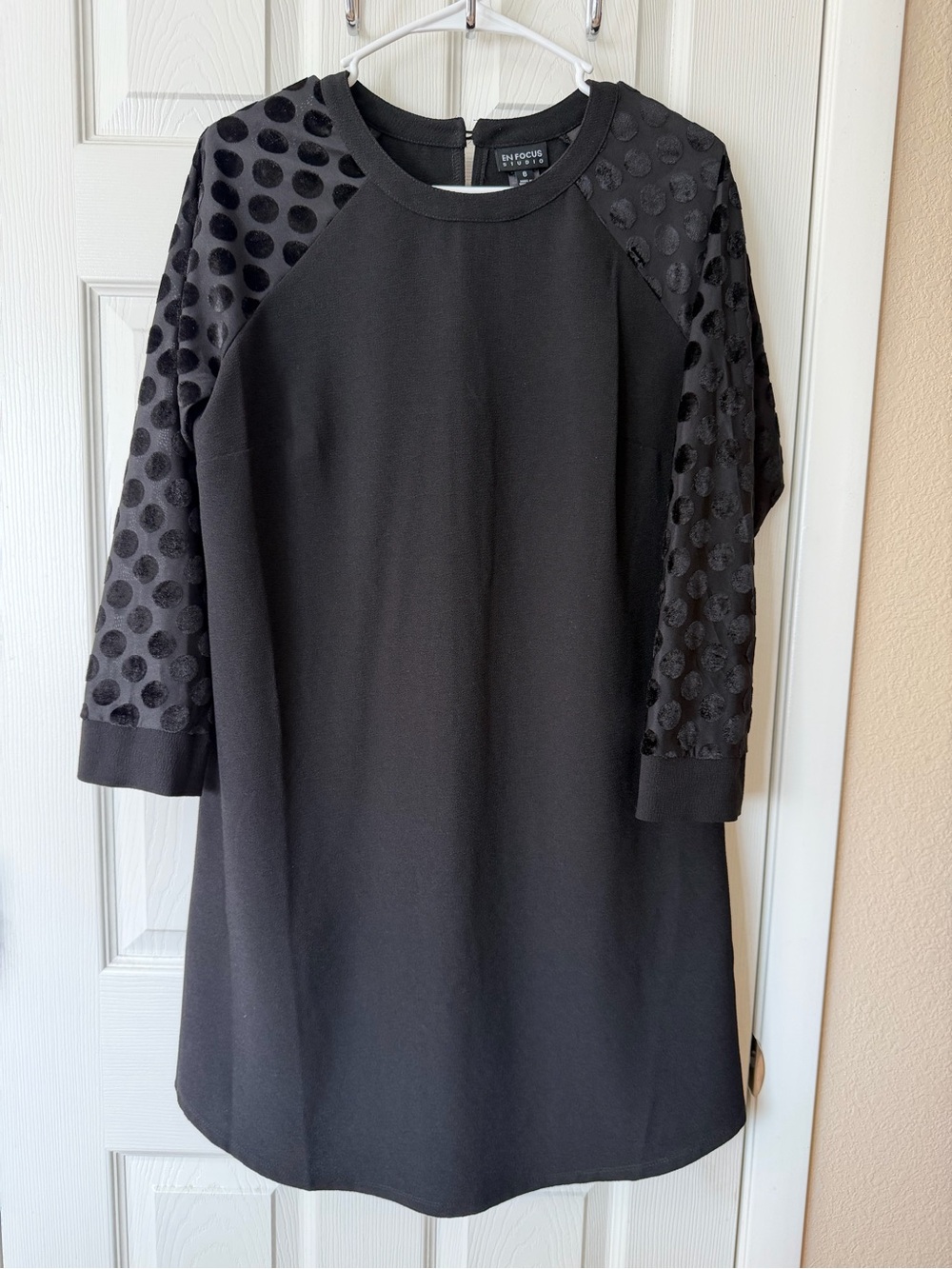 Enfocus Studio Black Polka Dot Sleeve Midi Dress